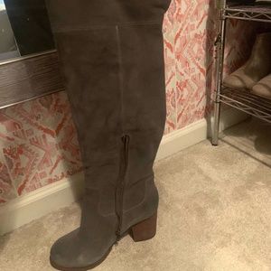 Splendid Loretta, Round Toe, Suede Gray, Over the knee Size 10